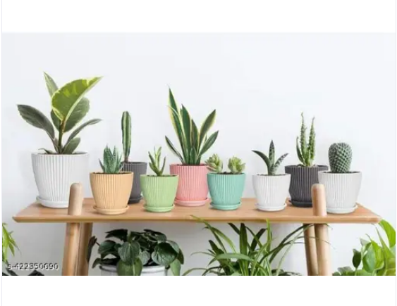 FANCY 5 PIS COMBO OF THE Plastic Round Flower Pots for Home Indoor & Outdoor Gardening Plants