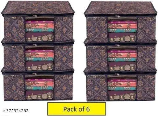Non-Woven Printed Saree Cover/Cloth Storage/Organizer with Transparent Window