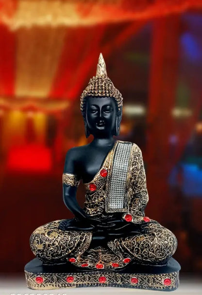 Impressive Handicraft Polyresin Sitting Buddha Idol Statue Showpiece for Home, Living Room, Office