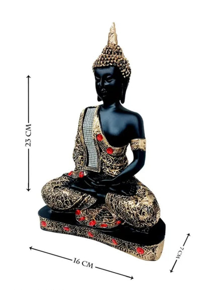 Impressive Handicraft Polyresin Sitting Buddha Idol Statue Showpiece for Home, Living Room, Office