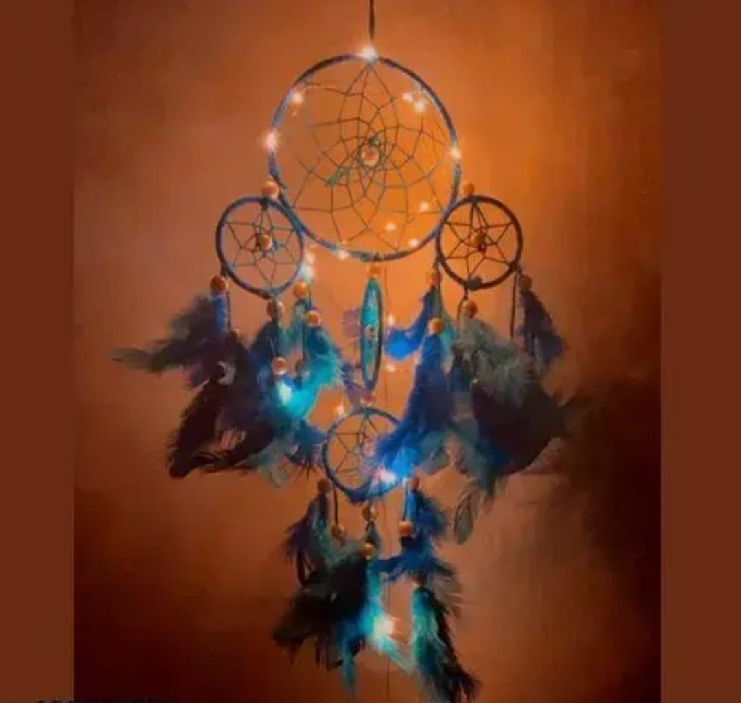 Mehruna Dream Catchers Wall Hangings for Home Decor Bedroom Livingroom Balcony Car Dreamcatcher With Lightening for Positivity Feathers Wall Decoration Items for Kids Room