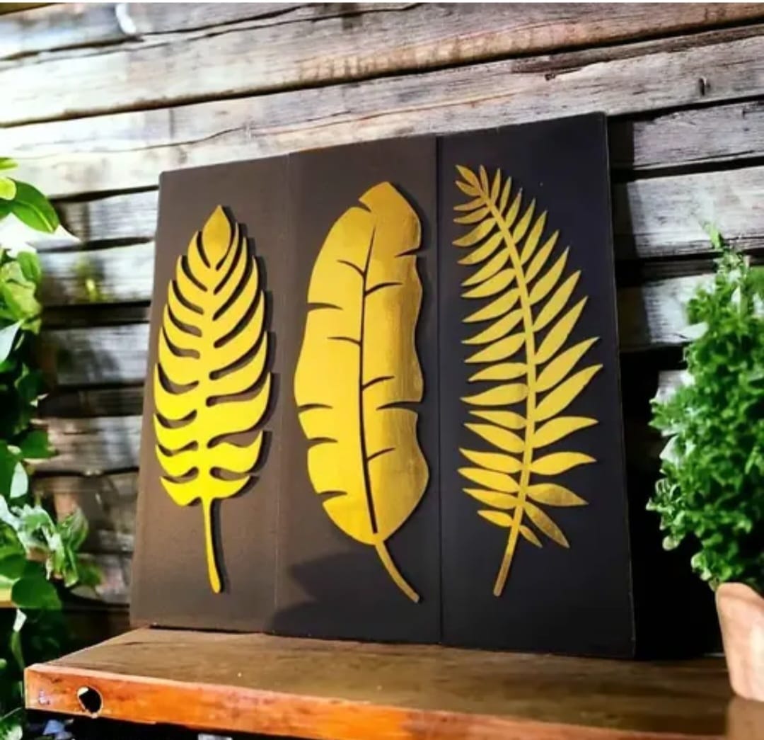 HUMIKART GOLDEN LEAF WALL ART /HOME DECOR/WALL DECOR/LIVING ROOM