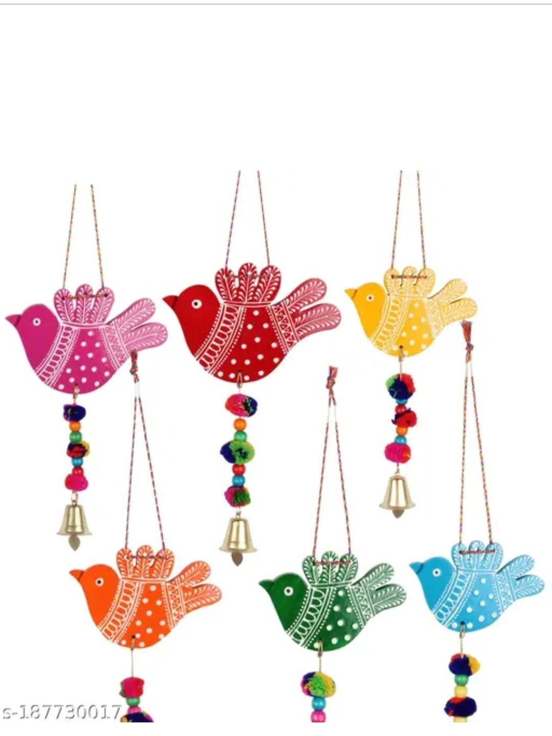 Priscilla | Original | Bird Hanging | Emboss-painted | Super Fine Quality | Handmade| Pack of 6 | For Home Garden