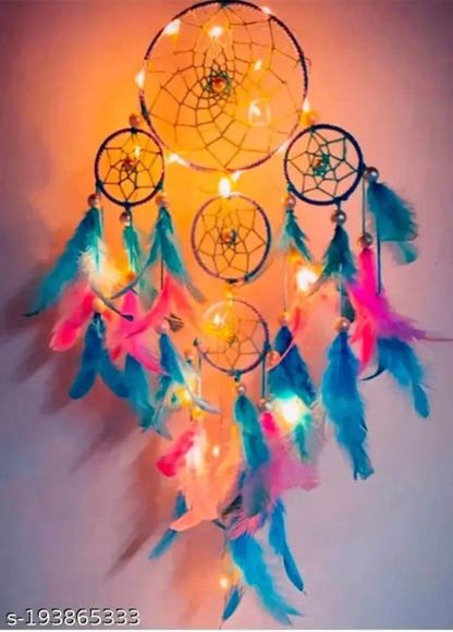 SS dream catcher pink & skyblue 4 ring with light