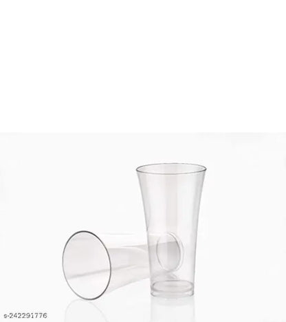 6 Pcs Round Long Unbreakable Transparent BPA Free Food Grade Plastic Fiber Drinking Water Glass Set