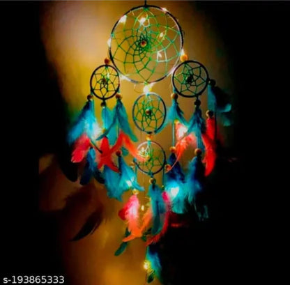 SS dream catcher pink & skyblue 4 ring with light