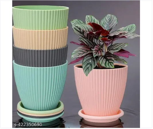 FANCY 5 PIS COMBO OF THE Plastic Round Flower Pots for Home Indoor & Outdoor Gardening Plants